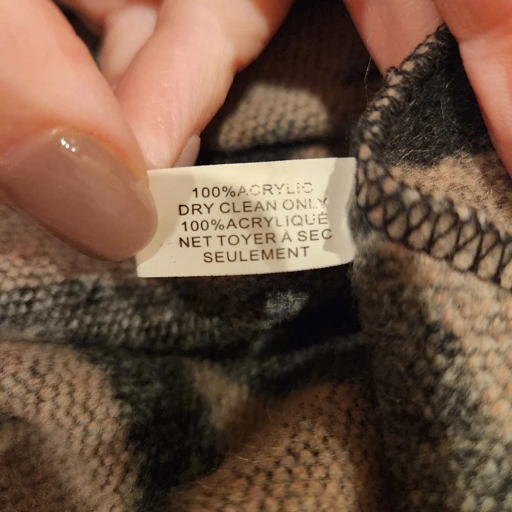 Michael Stars Cape One Size Hooded Open Poncho reversible Black brown aztec - Picture 9 of 9